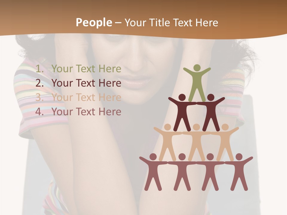 A Woman Sitting On A Couch With Her Hands On Her Head PowerPoint Template