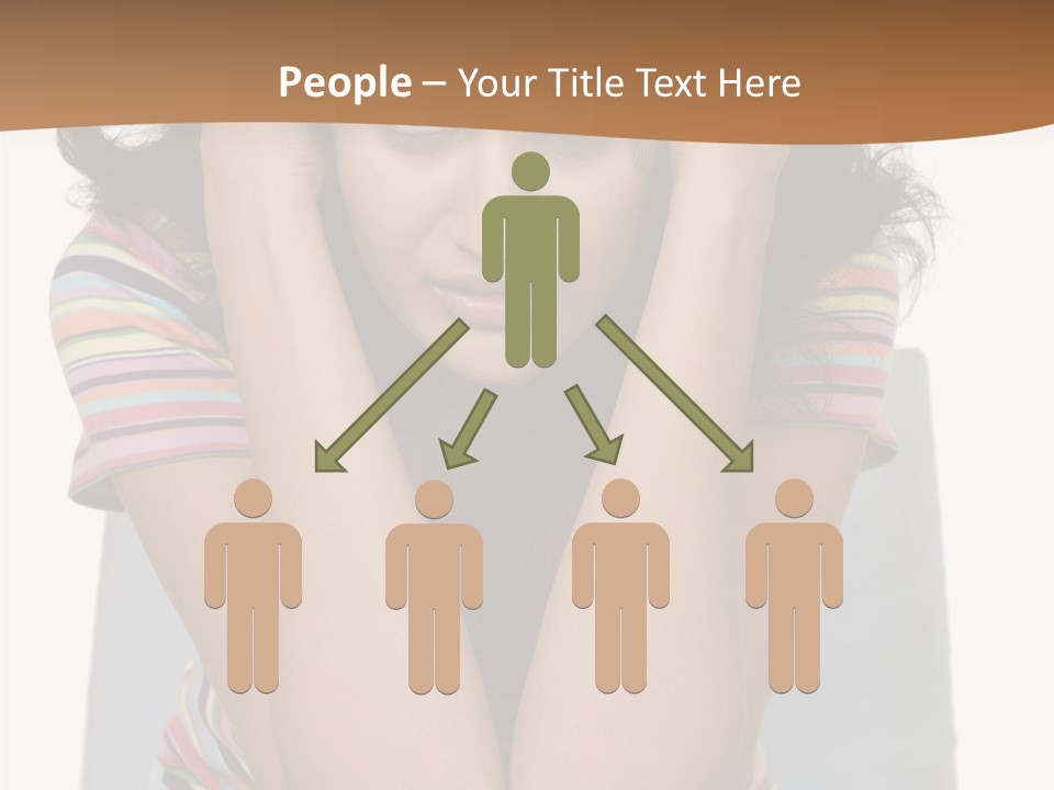 A Woman Sitting On A Couch With Her Hands On Her Head PowerPoint Template