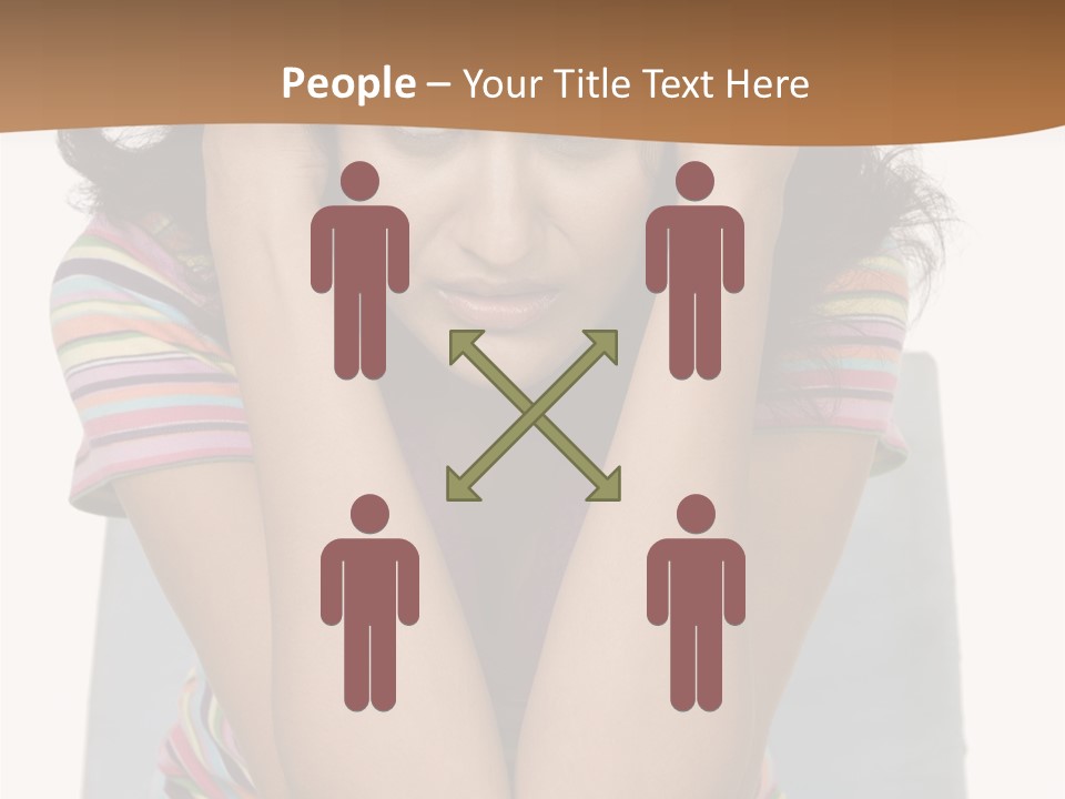 A Woman Sitting On A Couch With Her Hands On Her Head PowerPoint Template