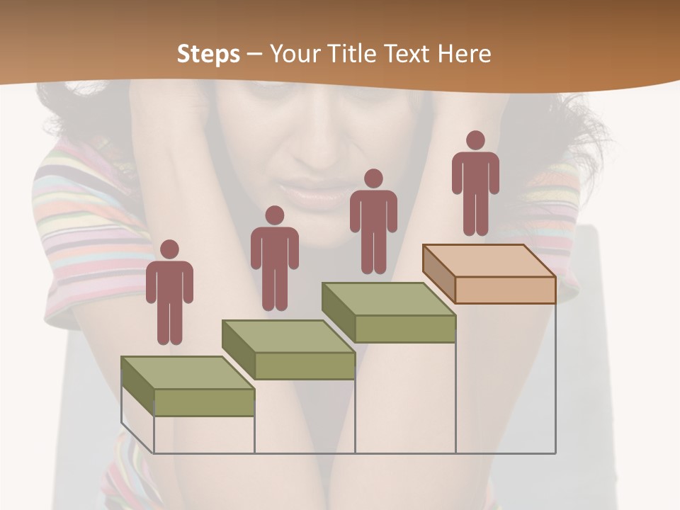 A Woman Sitting On A Couch With Her Hands On Her Head PowerPoint Template