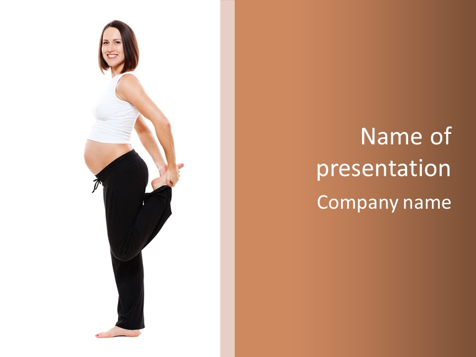 A Pregnant Woman In A White Top And Black Pants PowerPoint Template