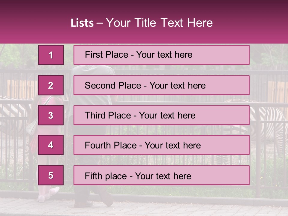 A Man And A Little Girl Are Looking At Zebras PowerPoint Template