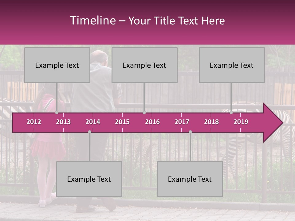 A Man And A Little Girl Are Looking At Zebras PowerPoint Template