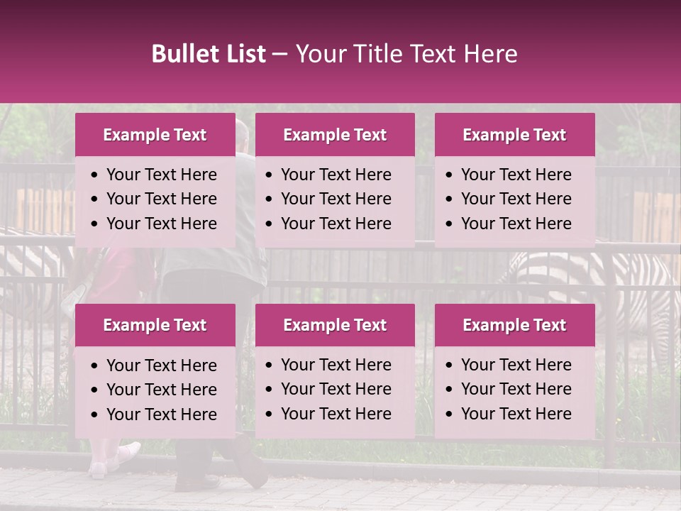 A Man And A Little Girl Are Looking At Zebras PowerPoint Template