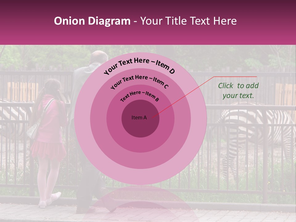 A Man And A Little Girl Are Looking At Zebras PowerPoint Template