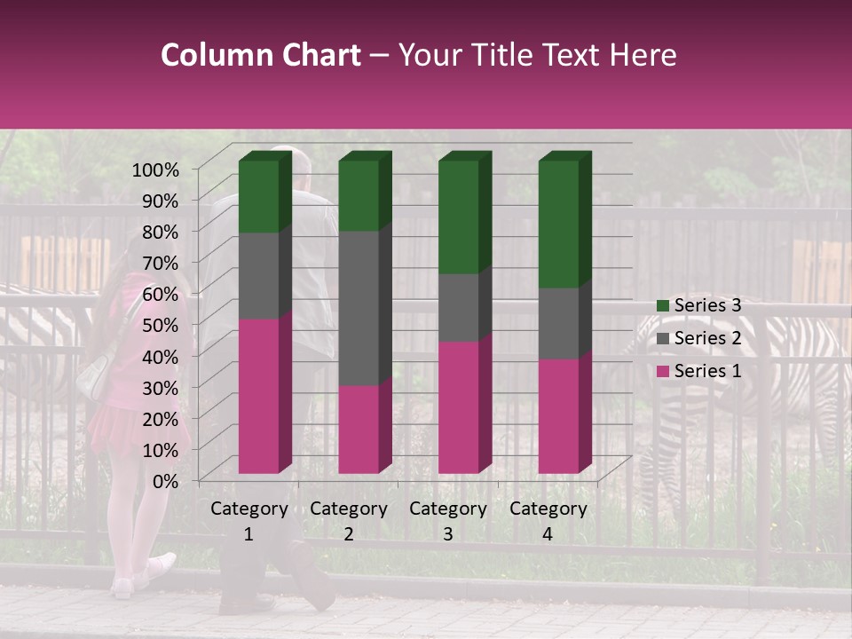 A Man And A Little Girl Are Looking At Zebras PowerPoint Template
