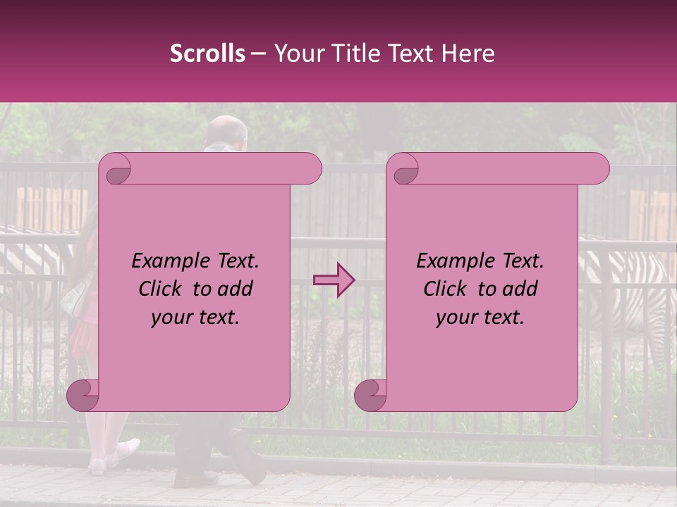 A Man And A Little Girl Are Looking At Zebras PowerPoint Template