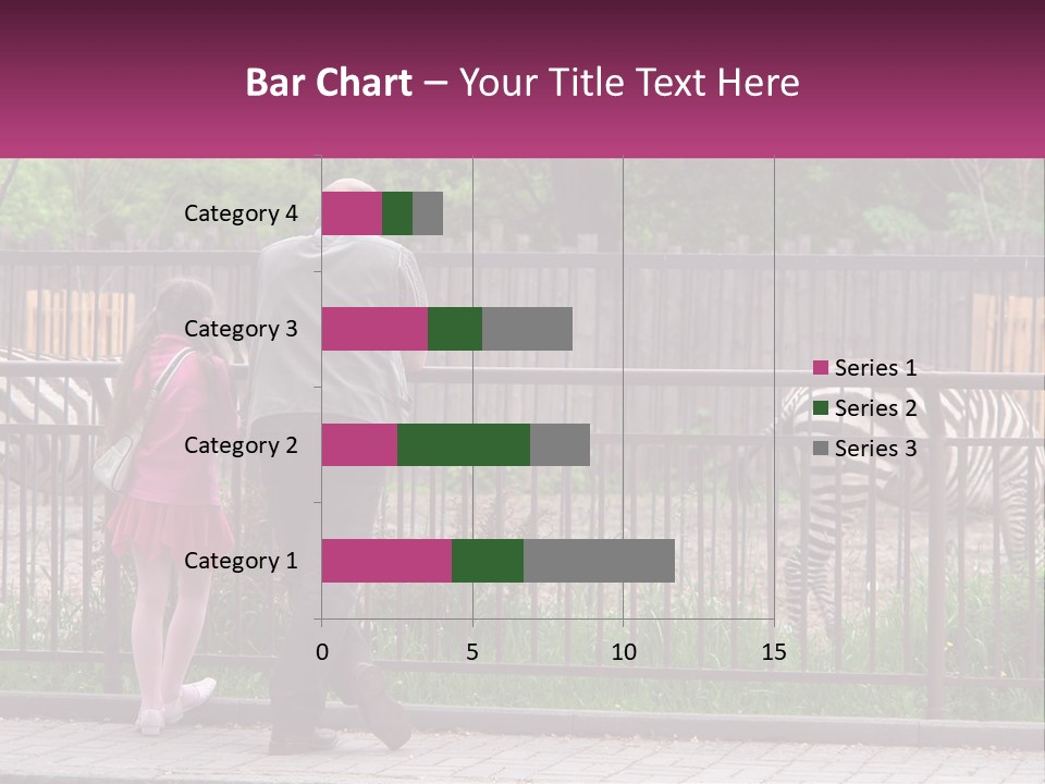 A Man And A Little Girl Are Looking At Zebras PowerPoint Template