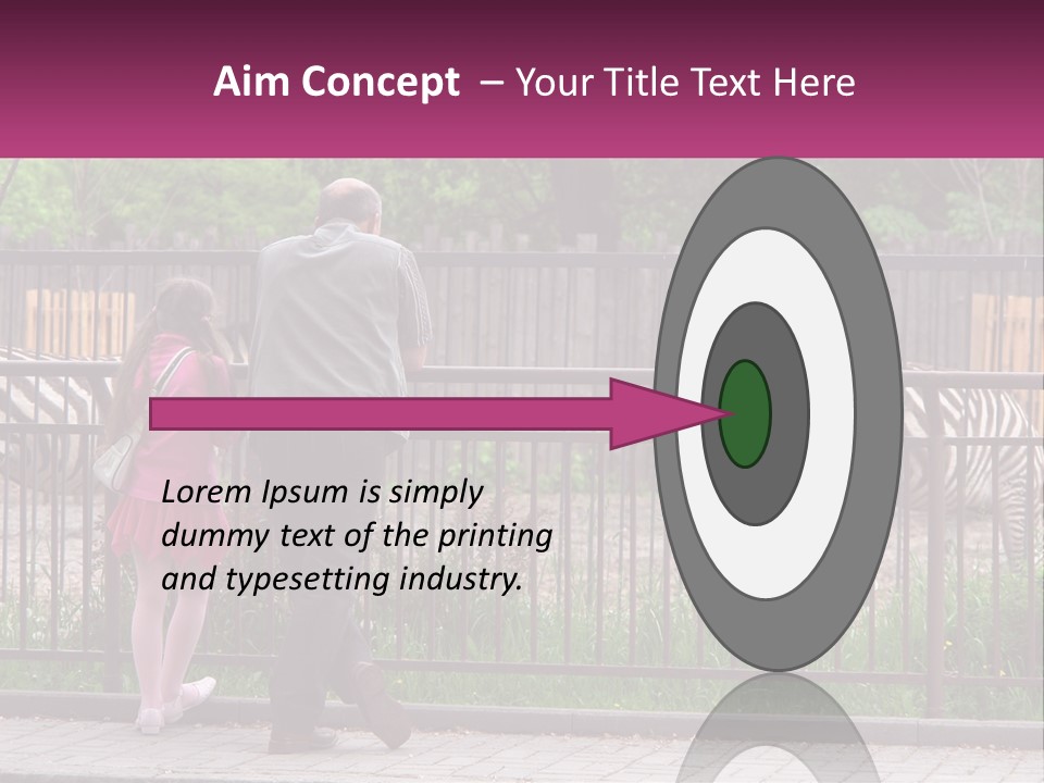 A Man And A Little Girl Are Looking At Zebras PowerPoint Template