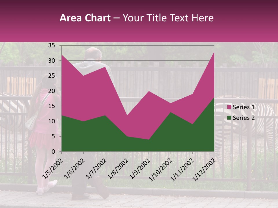A Man And A Little Girl Are Looking At Zebras PowerPoint Template