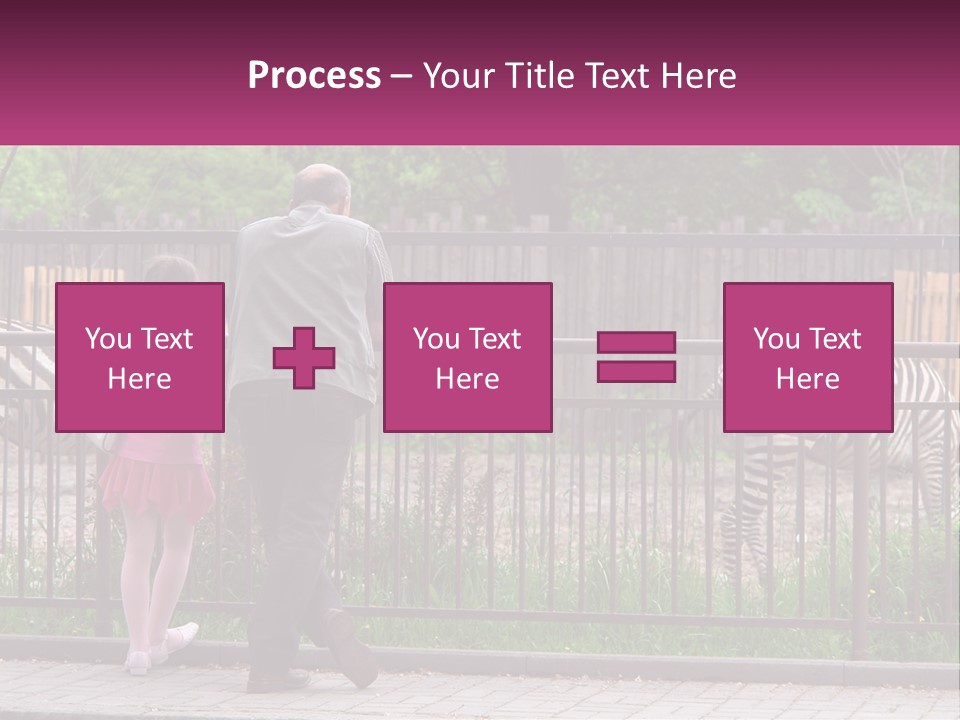 A Man And A Little Girl Are Looking At Zebras PowerPoint Template