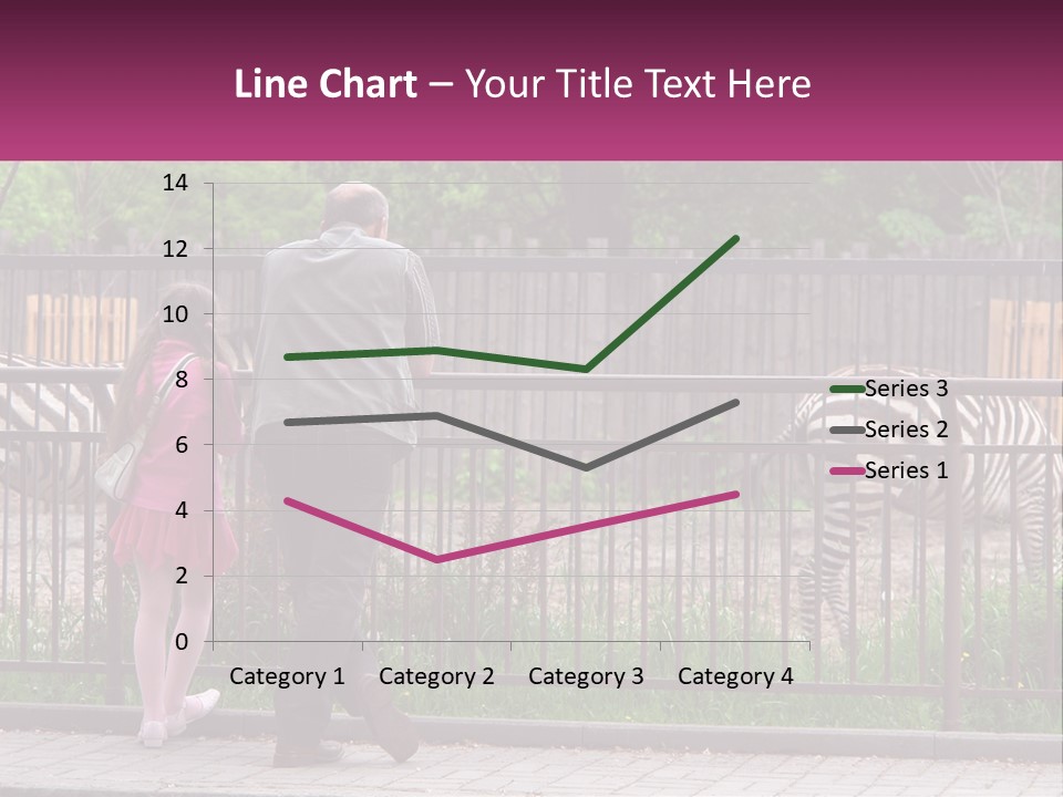A Man And A Little Girl Are Looking At Zebras PowerPoint Template