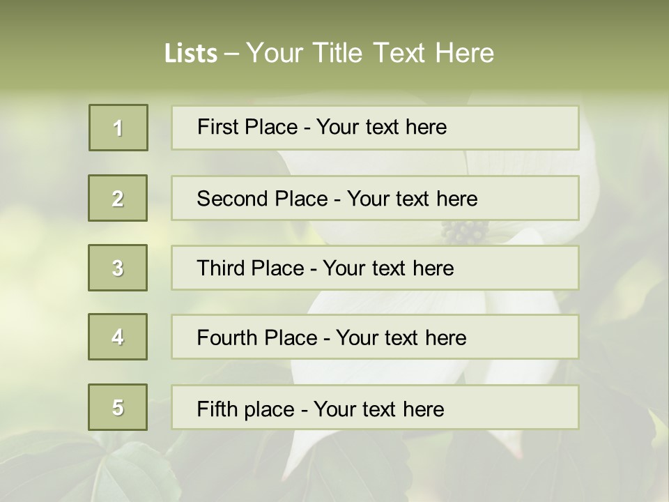 A White Flower With Green Leaves In The Background PowerPoint Template