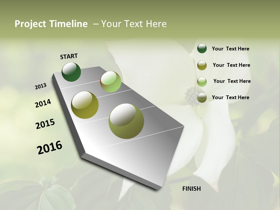 A White Flower With Green Leaves In The Background PowerPoint Template