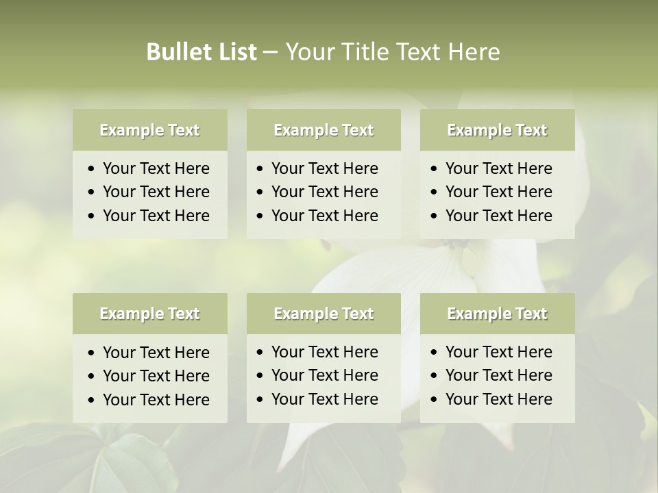 A White Flower With Green Leaves In The Background PowerPoint Template