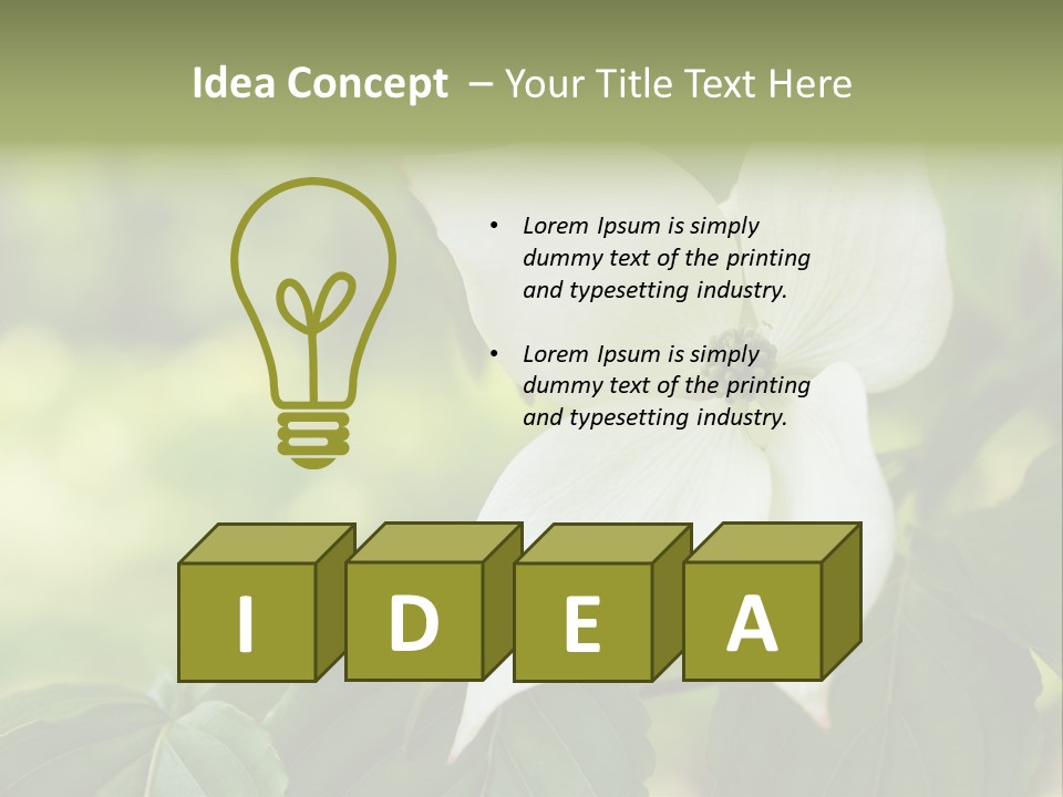 A White Flower With Green Leaves In The Background PowerPoint Template