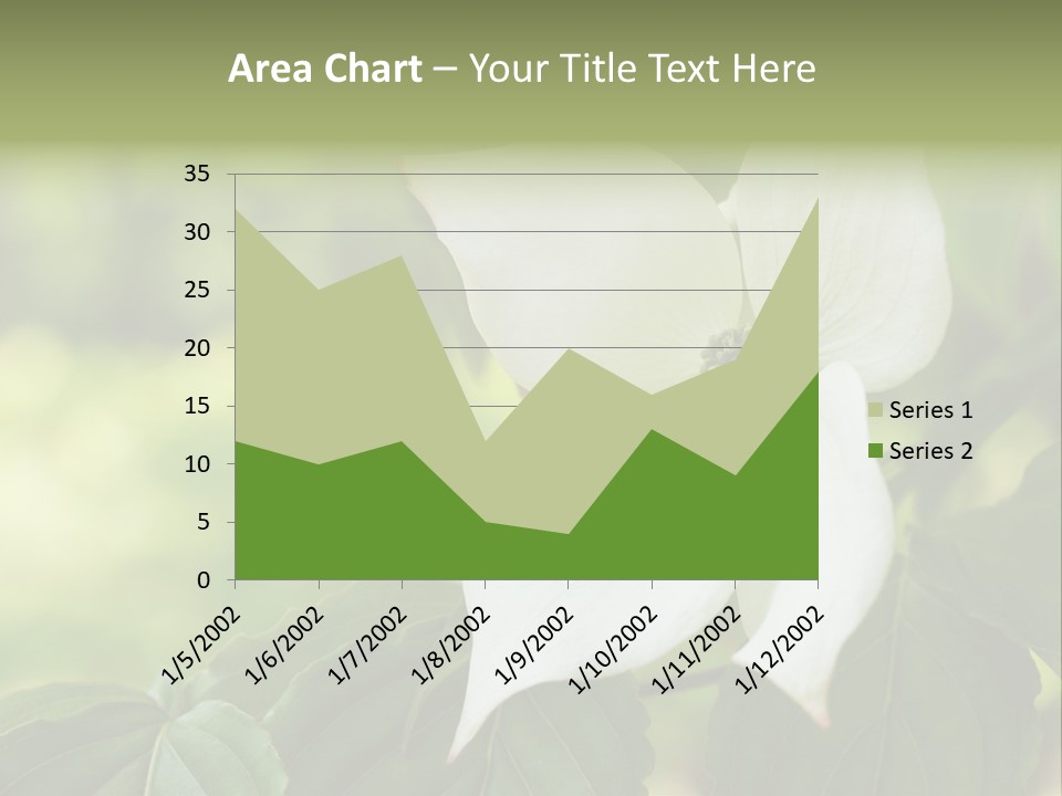 A White Flower With Green Leaves In The Background PowerPoint Template