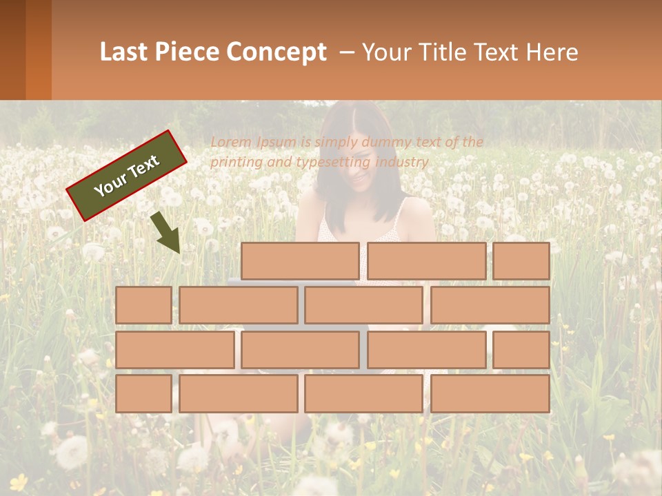 A Woman Sitting In A Field With A Laptop PowerPoint Template