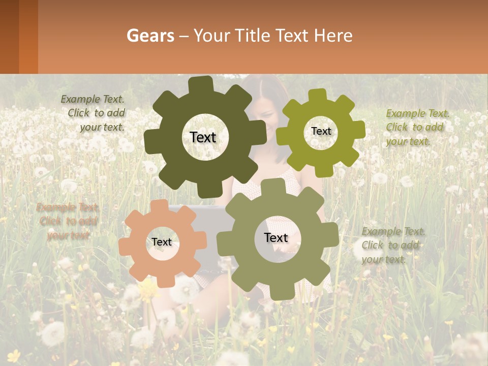 A Woman Sitting In A Field With A Laptop PowerPoint Template