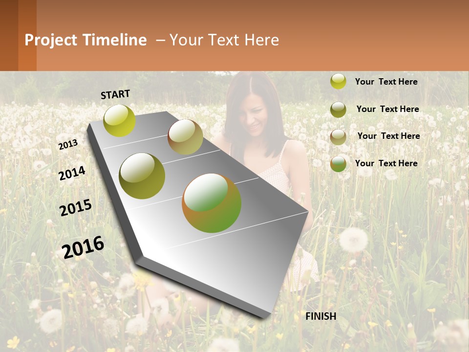 A Woman Sitting In A Field With A Laptop PowerPoint Template