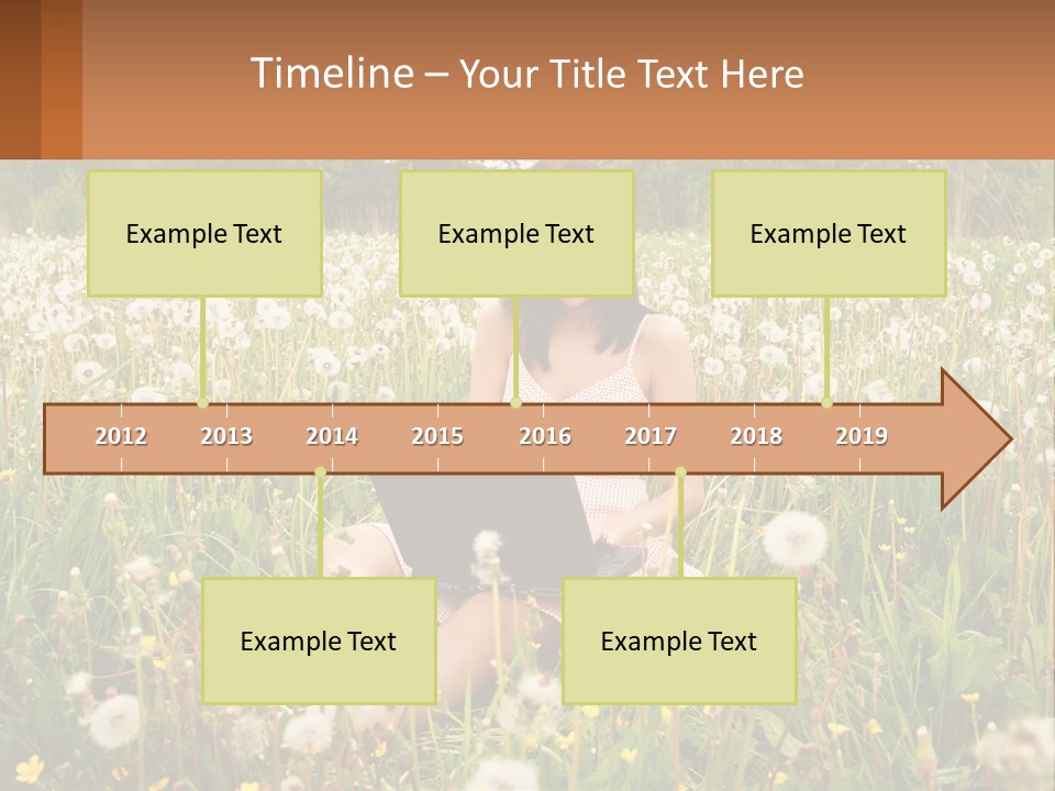 A Woman Sitting In A Field With A Laptop PowerPoint Template