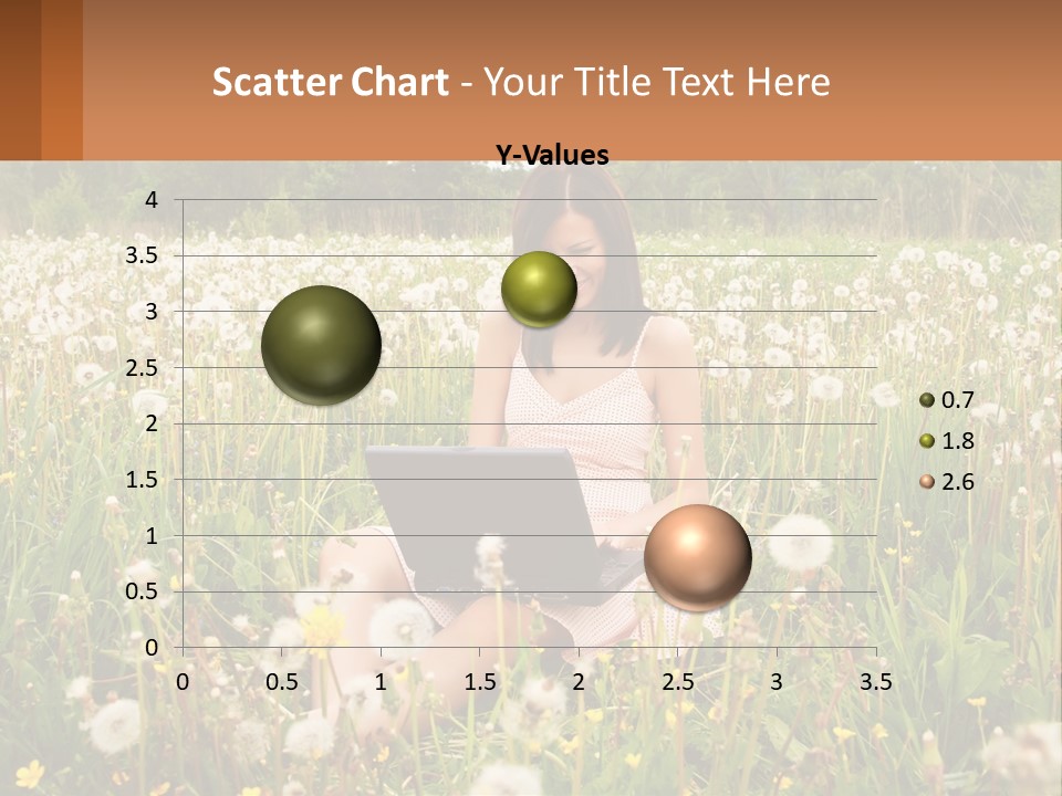 A Woman Sitting In A Field With A Laptop PowerPoint Template