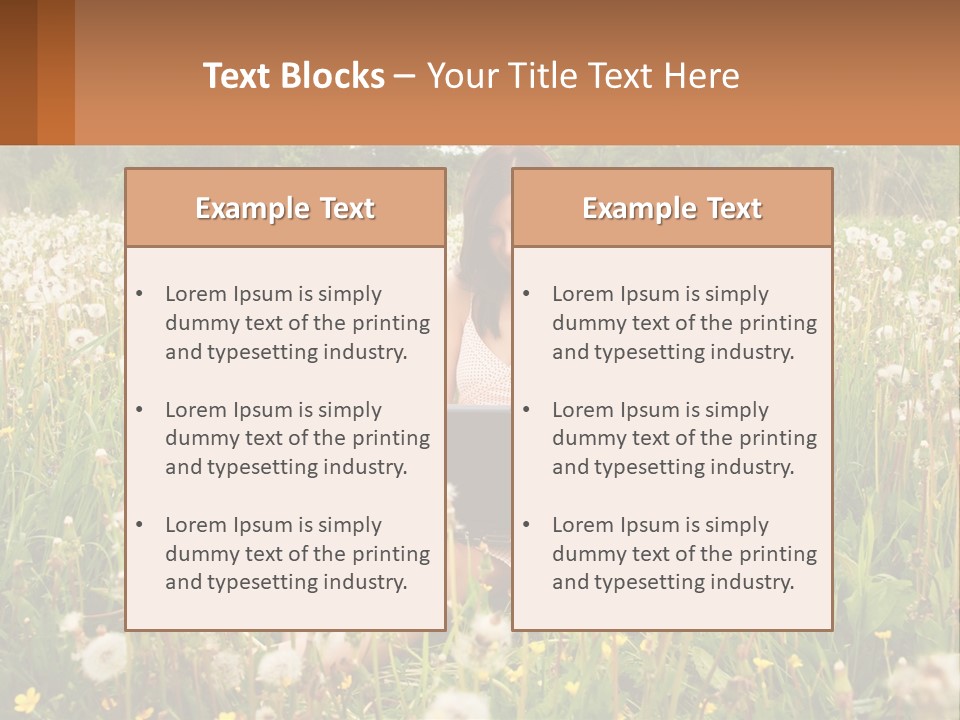 A Woman Sitting In A Field With A Laptop PowerPoint Template