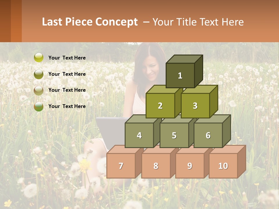 A Woman Sitting In A Field With A Laptop PowerPoint Template