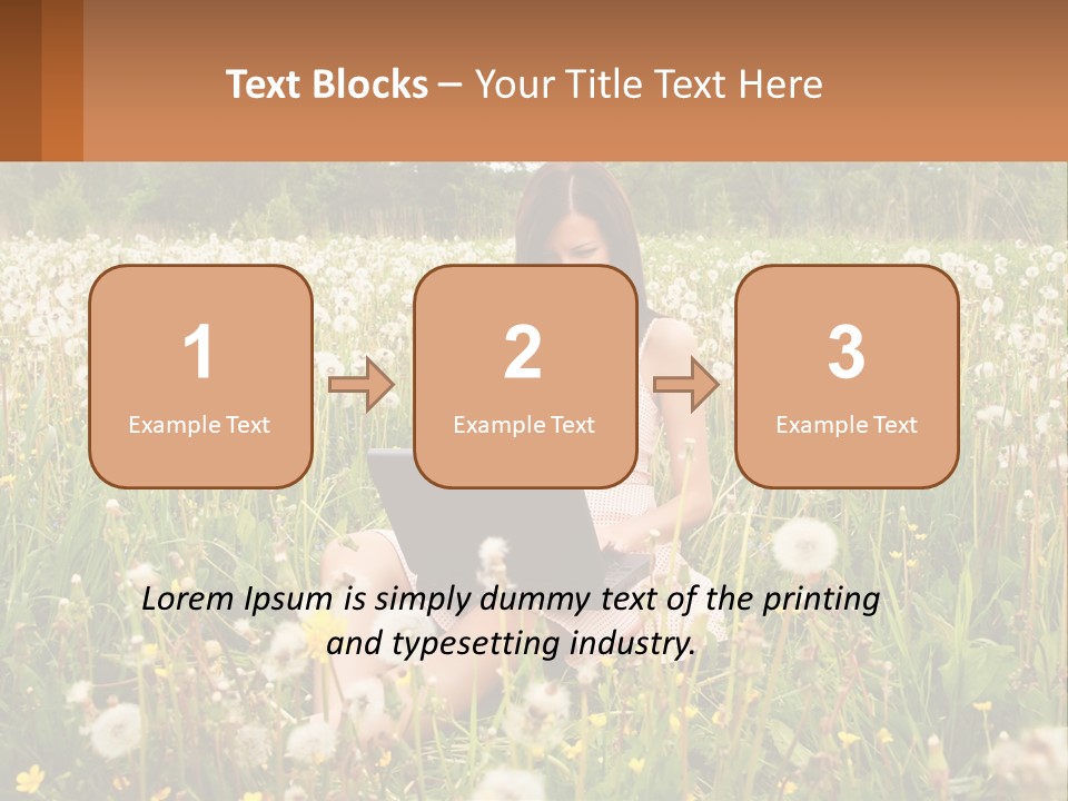 A Woman Sitting In A Field With A Laptop PowerPoint Template