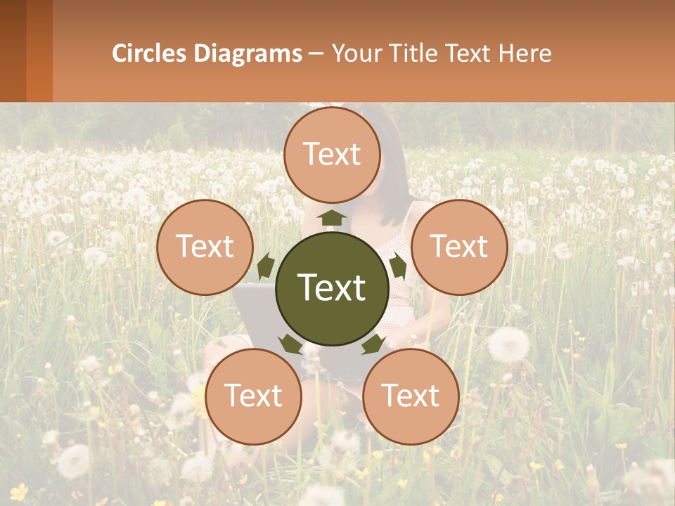 A Woman Sitting In A Field With A Laptop PowerPoint Template