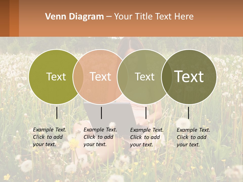A Woman Sitting In A Field With A Laptop PowerPoint Template