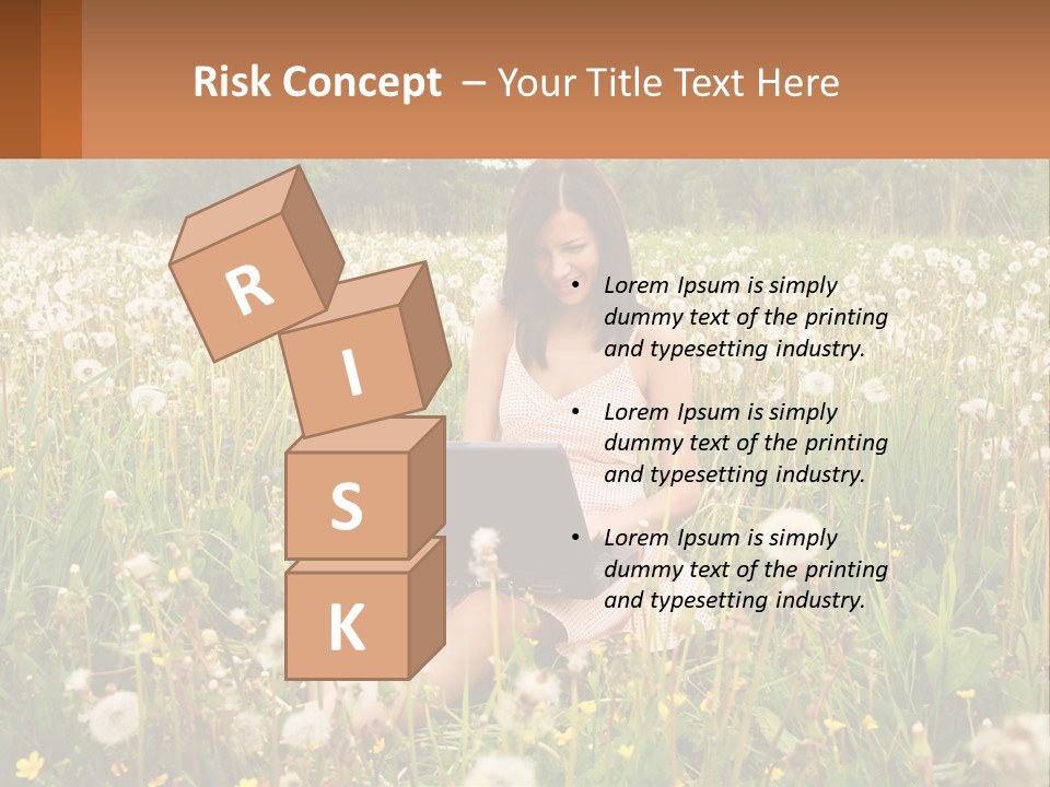 A Woman Sitting In A Field With A Laptop PowerPoint Template