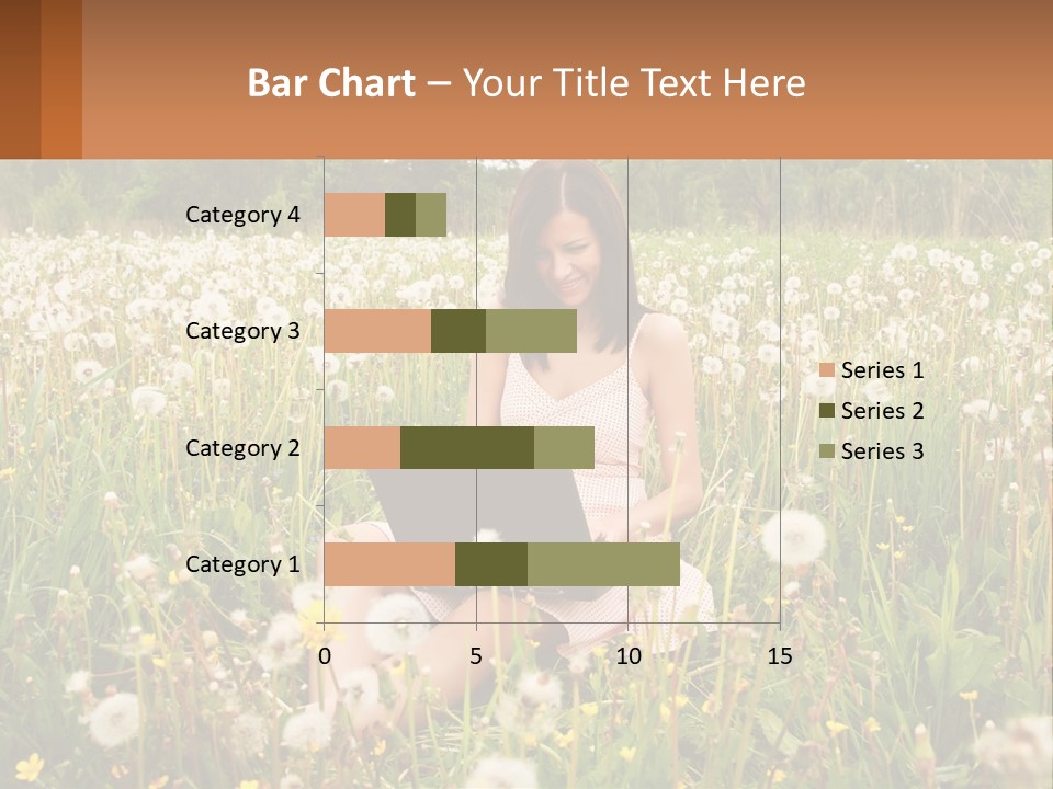 A Woman Sitting In A Field With A Laptop PowerPoint Template