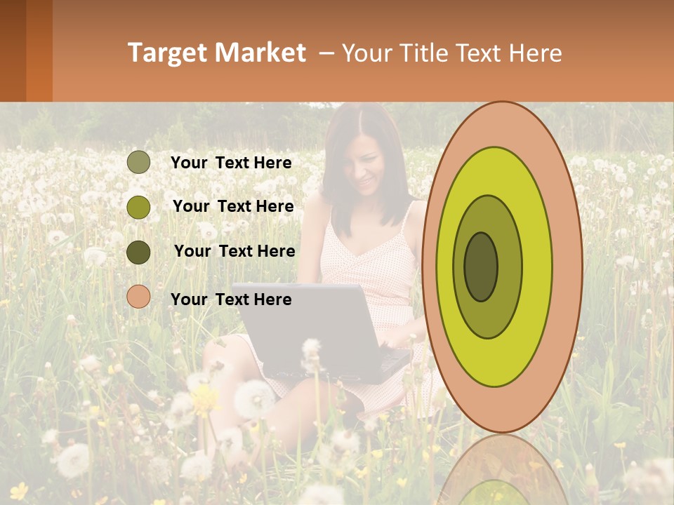 A Woman Sitting In A Field With A Laptop PowerPoint Template