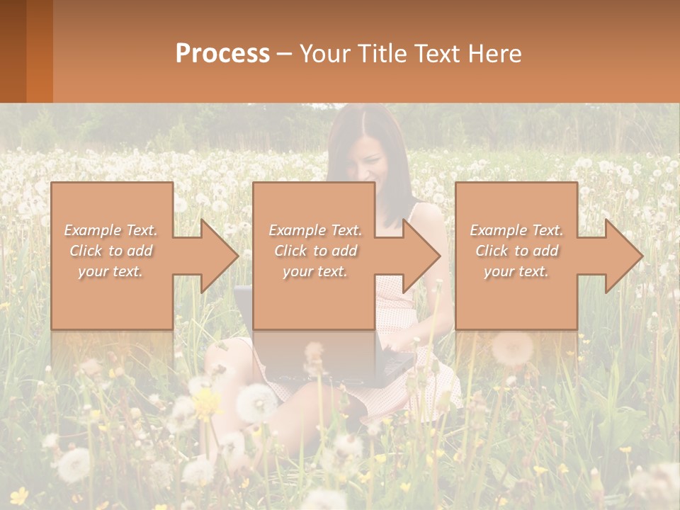 A Woman Sitting In A Field With A Laptop PowerPoint Template