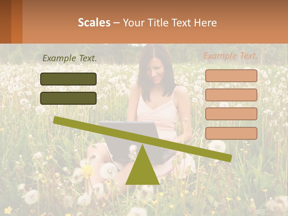 A Woman Sitting In A Field With A Laptop PowerPoint Template
