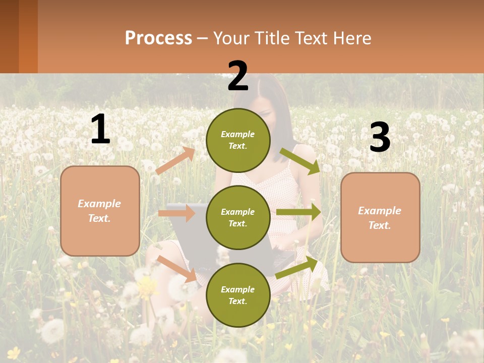 A Woman Sitting In A Field With A Laptop PowerPoint Template