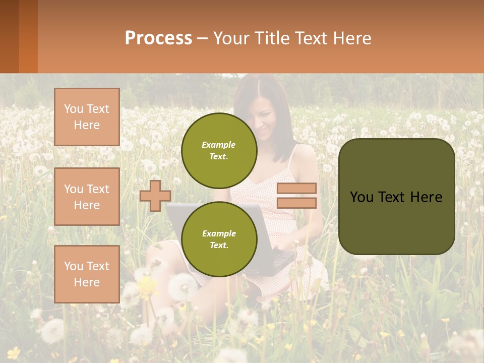 A Woman Sitting In A Field With A Laptop PowerPoint Template
