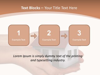 A Person Holding A Small House In Their Hand PowerPoint Template
