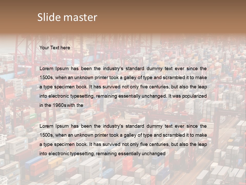 A Large Group Of Shipping Containers In A Harbor PowerPoint Template