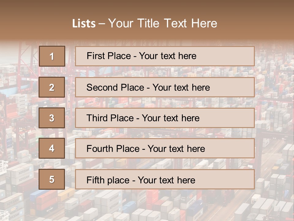 A Large Group Of Shipping Containers In A Harbor PowerPoint Template