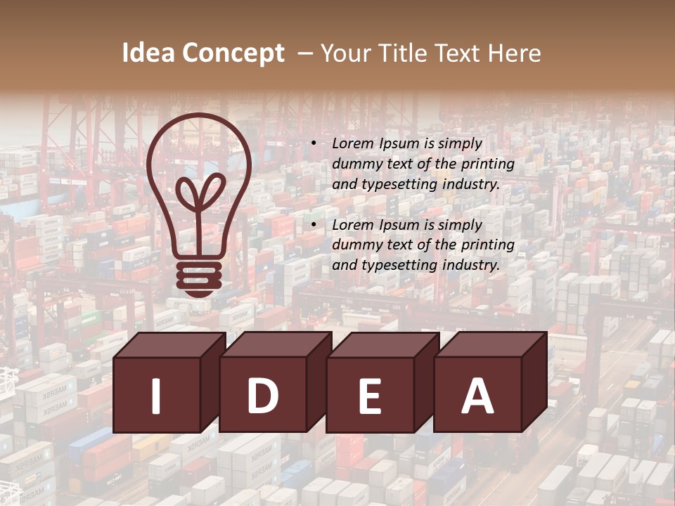 A Large Group Of Shipping Containers In A Harbor PowerPoint Template