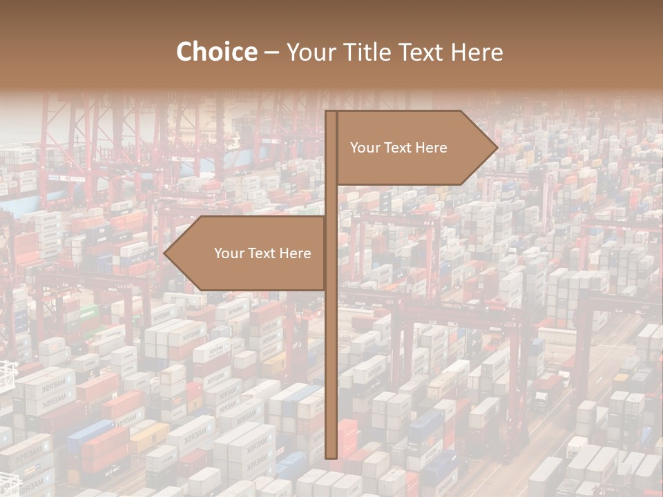 A Large Group Of Shipping Containers In A Harbor PowerPoint Template