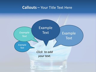 A Glass Of Blue Liquid With A Spoon In It PowerPoint Template