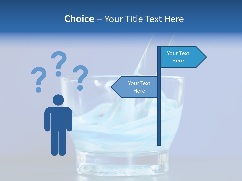 A Glass Of Blue Liquid With A Spoon In It PowerPoint Template