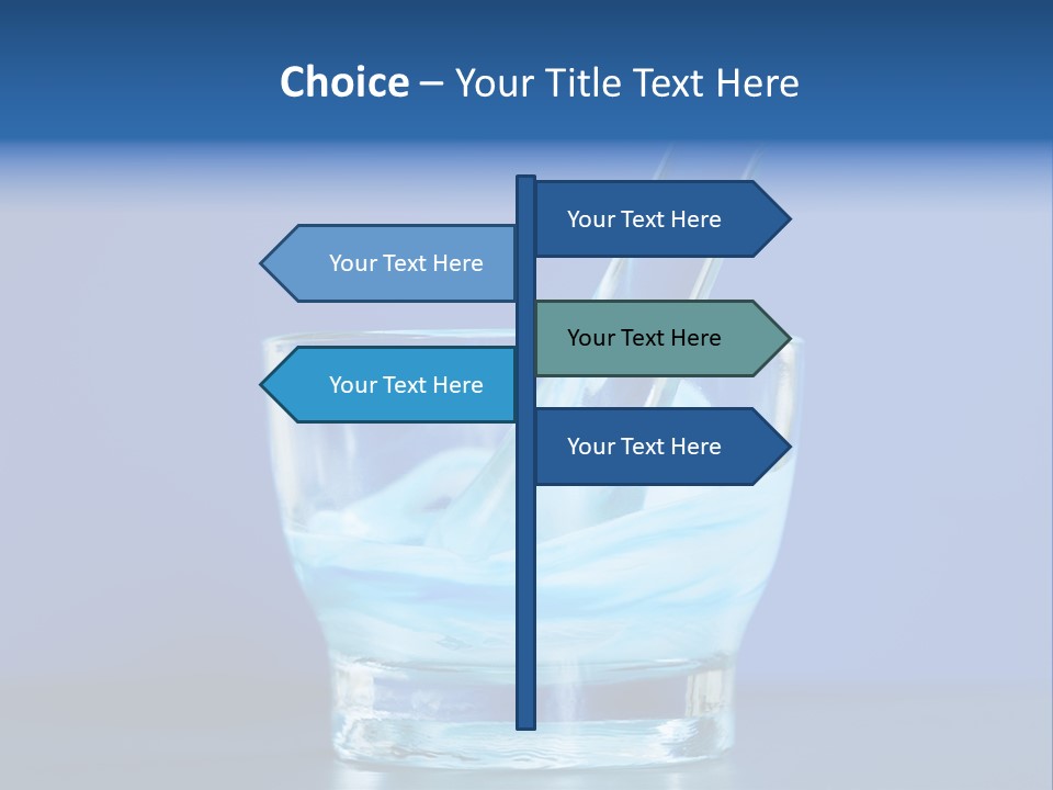 A Glass Of Blue Liquid With A Spoon In It PowerPoint Template