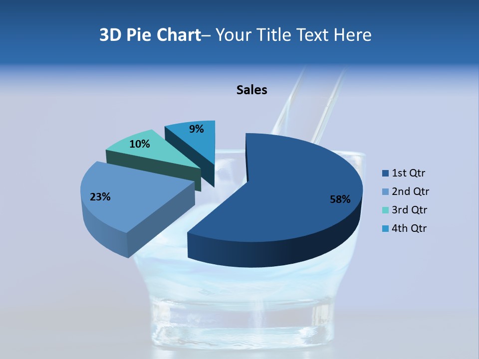 A Glass Of Blue Liquid With A Spoon In It PowerPoint Template