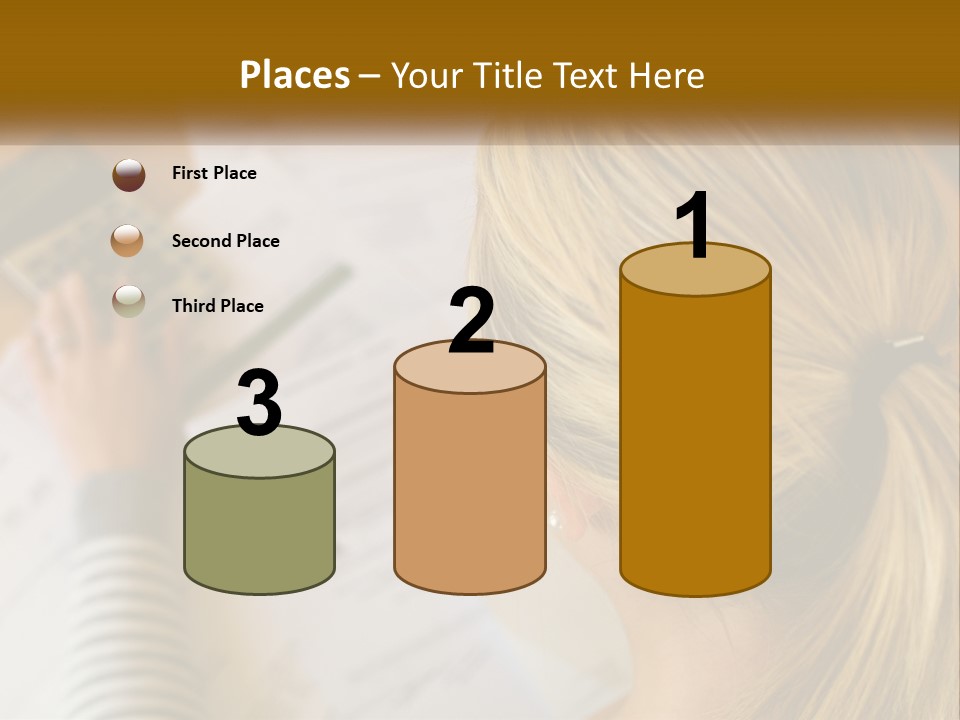 A Woman Sitting At A Desk With A Calculator PowerPoint Template
