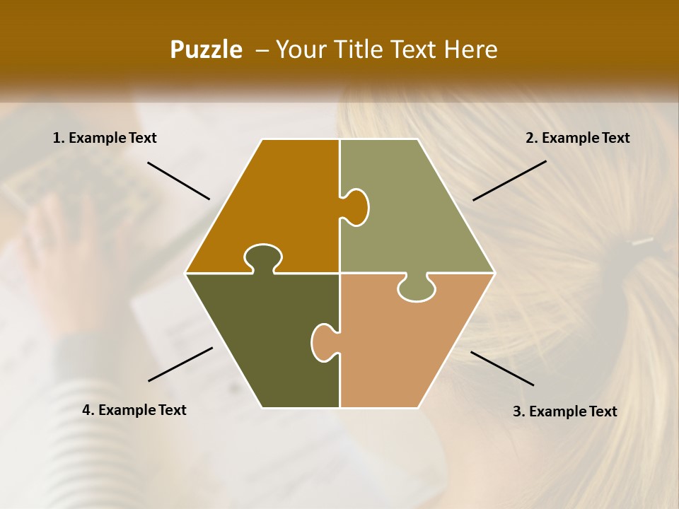 A Woman Sitting At A Desk With A Calculator PowerPoint Template