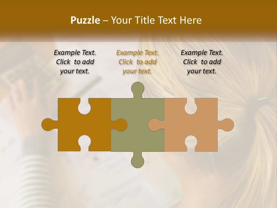 A Woman Sitting At A Desk With A Calculator PowerPoint Template